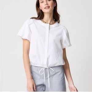 J. Crew White Puff Sleeve Blouse M
